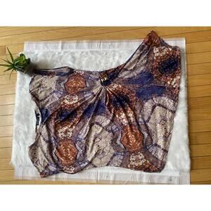 FYLO Women's Patterned Top with Side Knot Detail XL